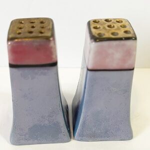 Purple & Pink Lusterware Salt and Pepper Shakers Set Hand Painted Japan Vintage